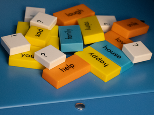 Small blocks with mood-oriented words printed on them